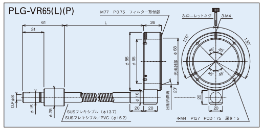 立引出し65Φリングフレキシブルチューブ図面