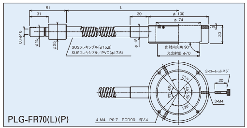 フラットΦ70リングフレキシブルチューブ図面