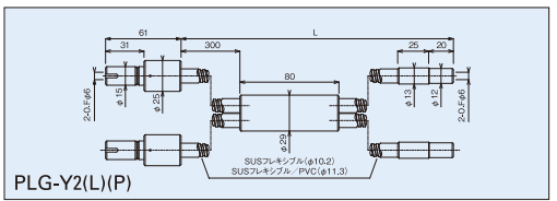 Y型出射2分岐フレキシブルチューブ図面