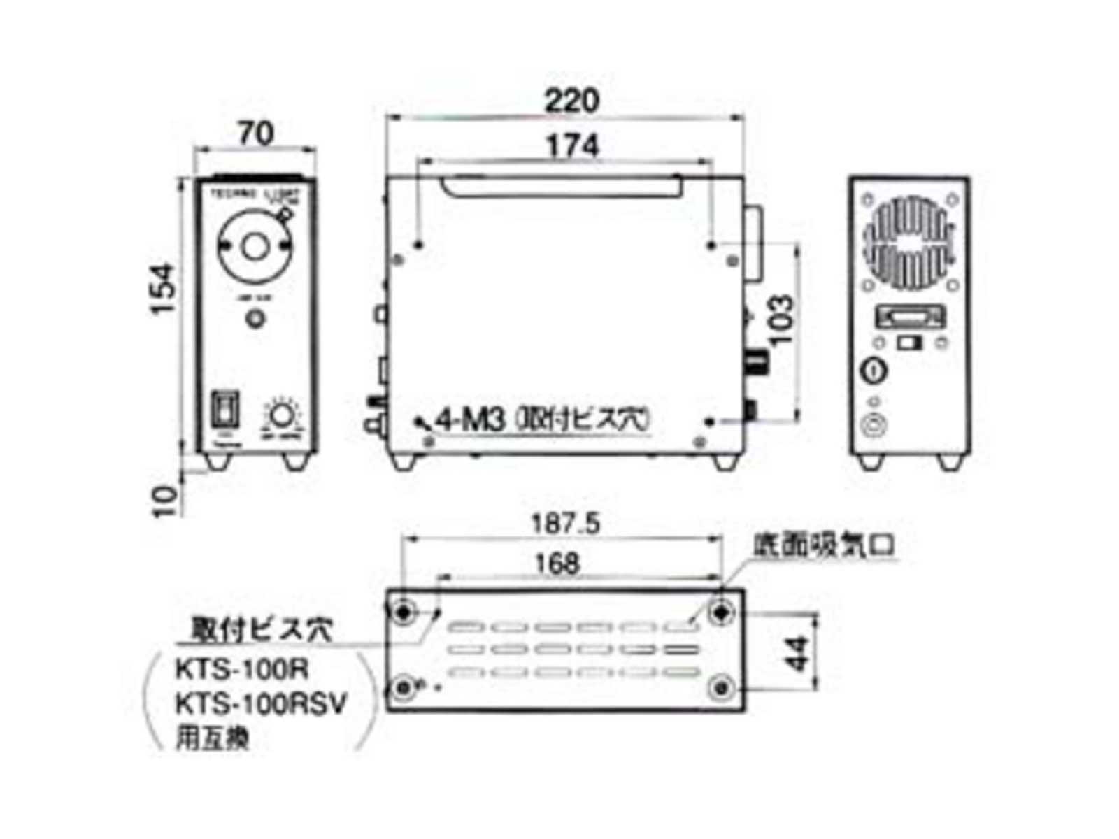 ハロゲン光源装置 KTX-100E外観図