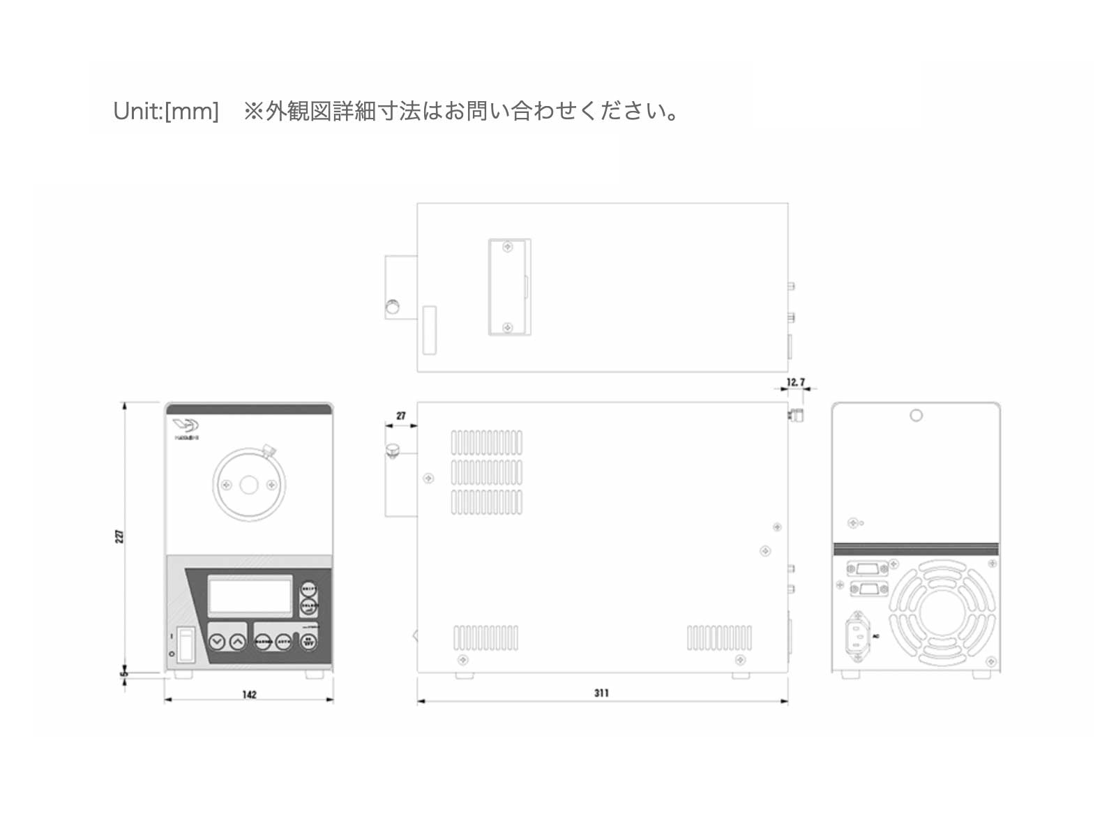 水銀キセノン光源装置 LA-410UV外観図