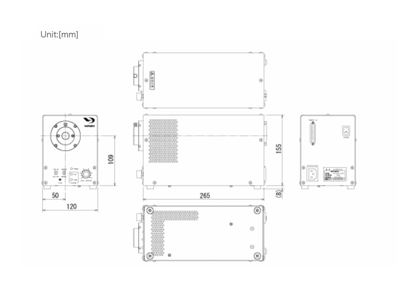 高輝度白色LED光源装置 LA-HDF5010RL外観図