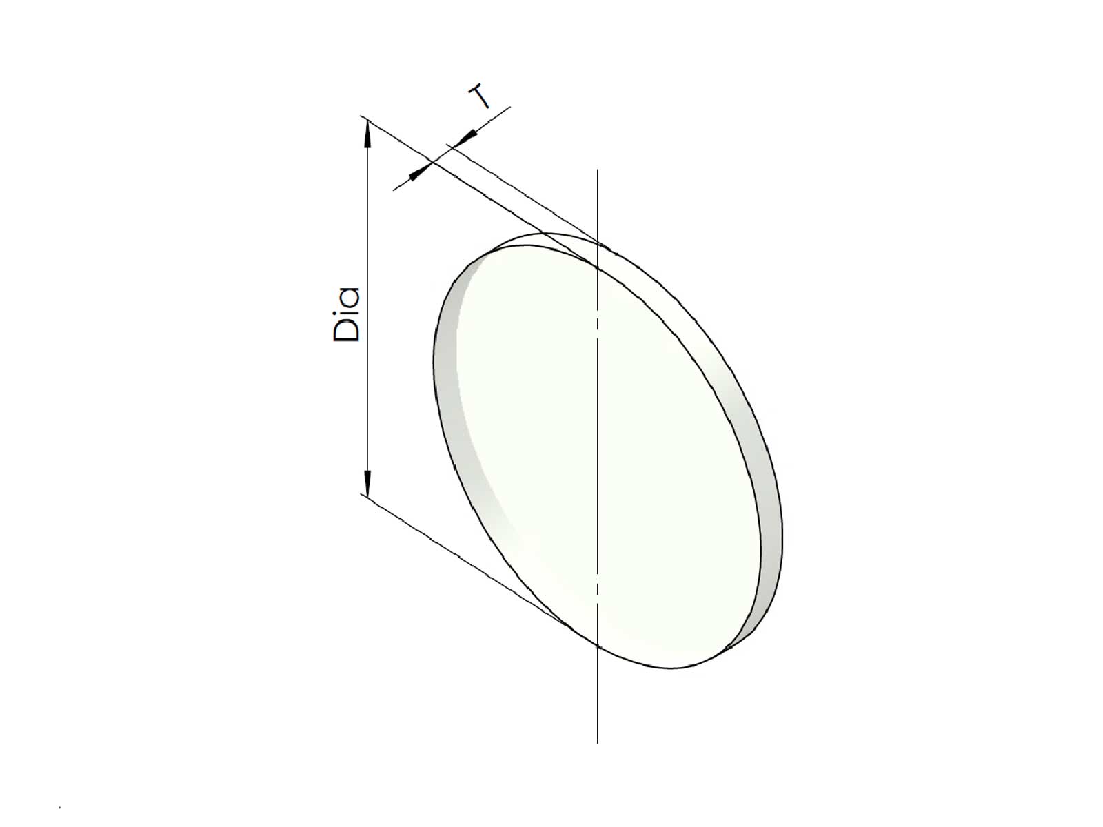 硝子ウィンドウ円形寸法図